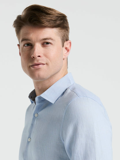 Perry Ellis Clothing Solid Linen Shirt