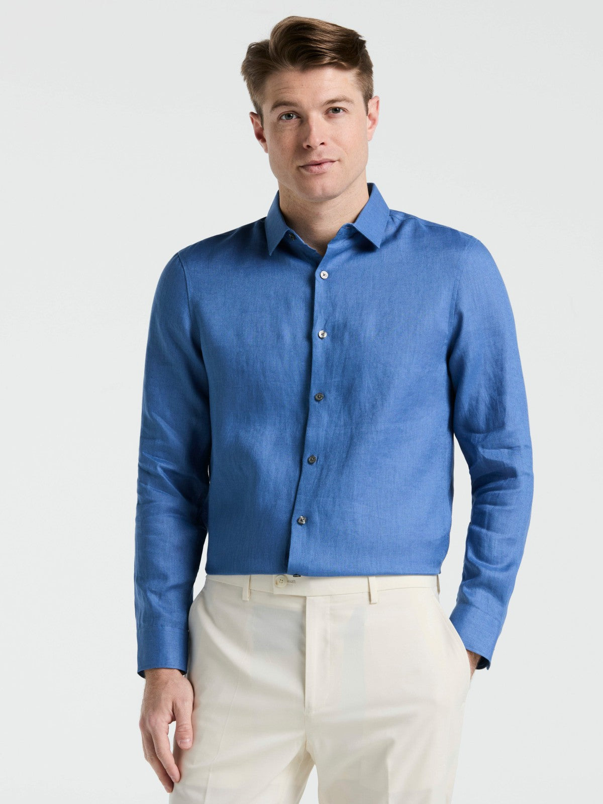 Perry Ellis Clothing Solid Linen Shirt