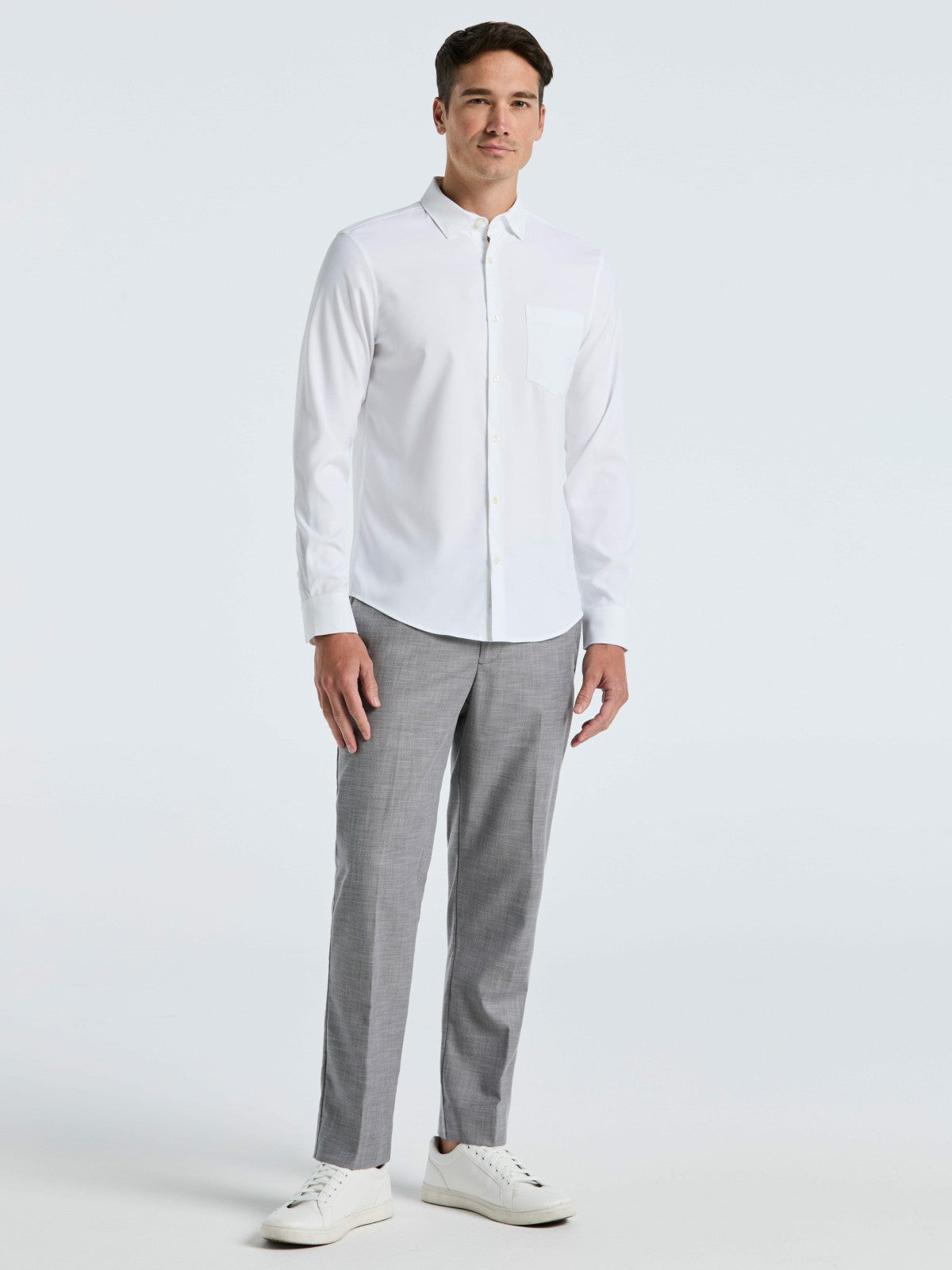 Perry Ellis Clothing Untucked Total Stretch Slim Fit Solid Shirt