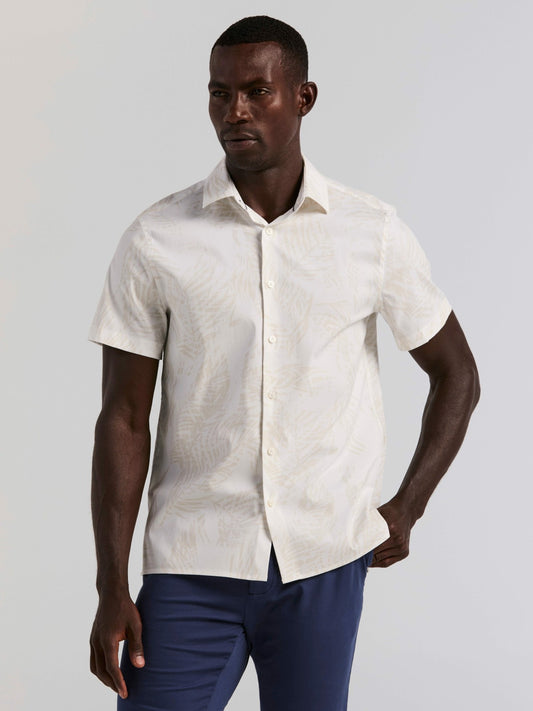 Perry Ellis Clothing Textured Leaf Print Cotton Shirt