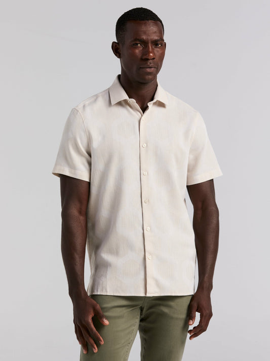 Perry Ellis Clothing Cotton Linen Geo Jacquard Shirt