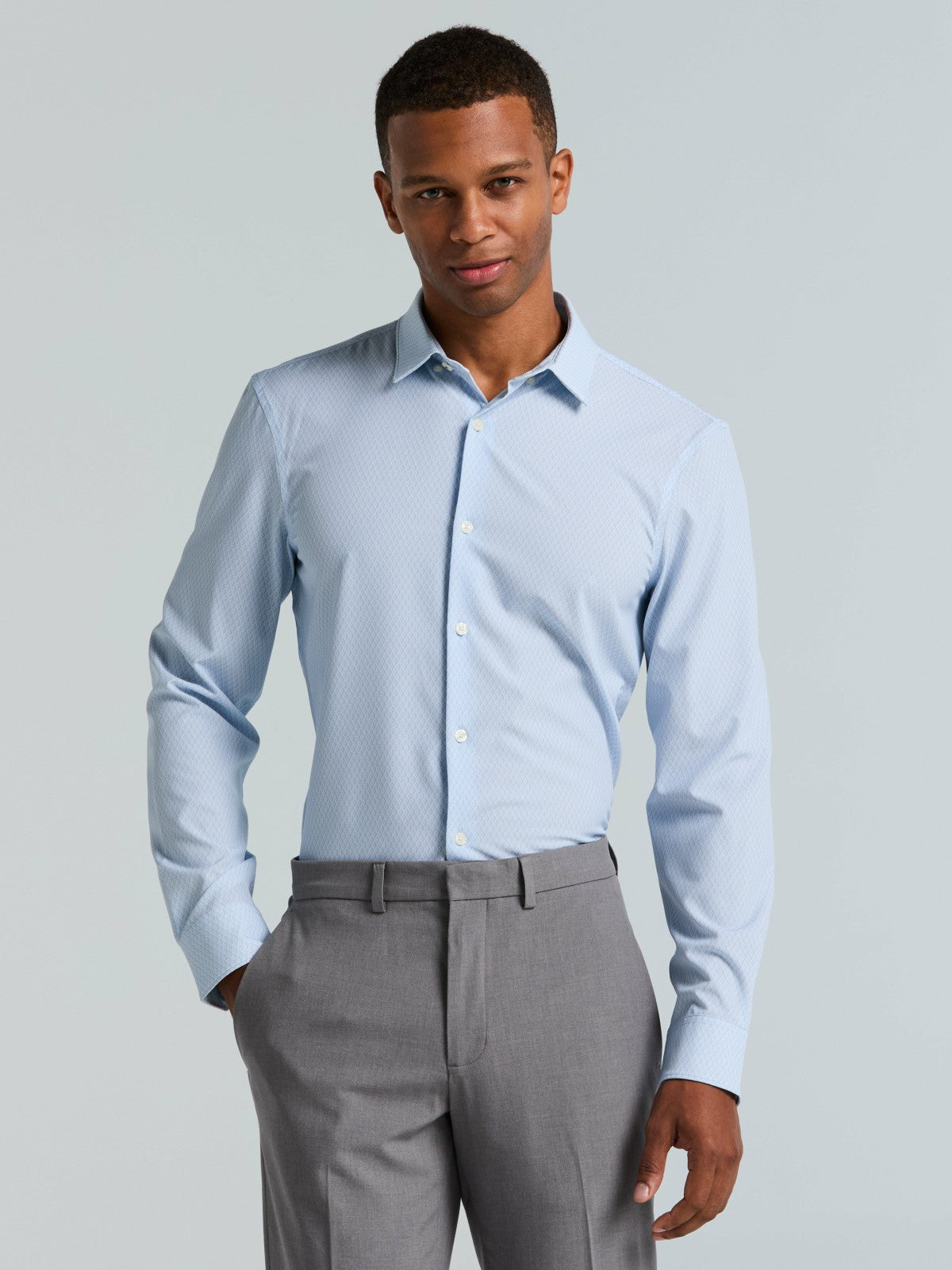 Perry Ellis Clothing Slim Fit Total Stretch Diamond Geo Print Shirt