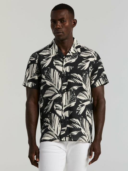 Perry Ellis Clothing Leaf Print Camp Collar Shirt