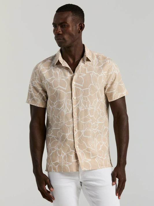Perry Ellis Clothing Linen Floral Print Shirt