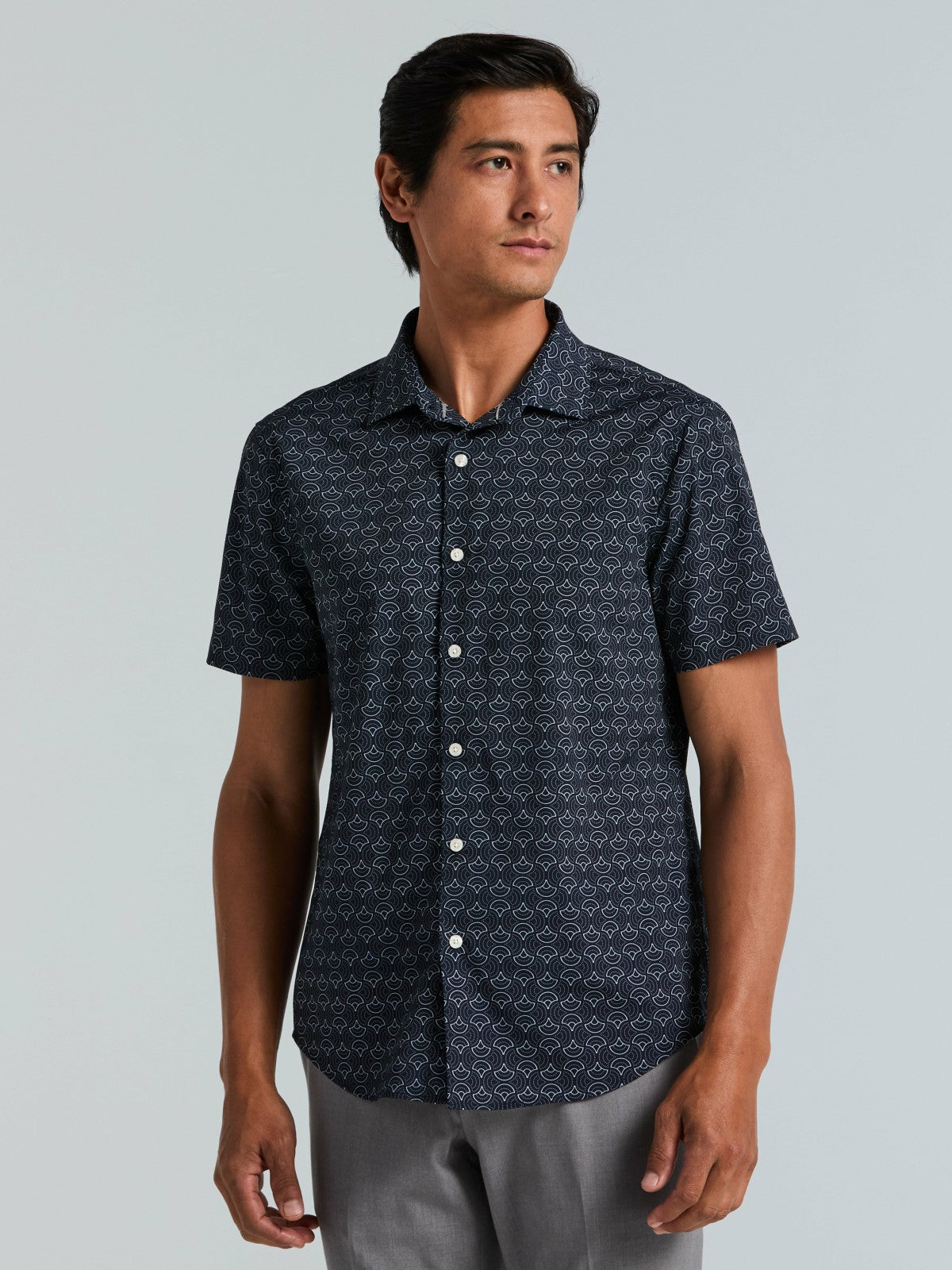 Perry Ellis Clothing Dotted Wave Print Slim Fit Total Stretch Shirt