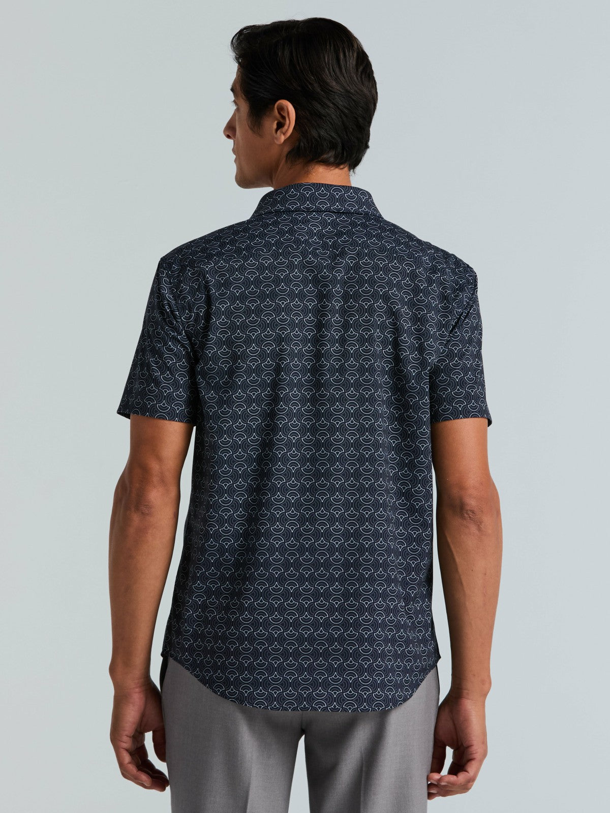 Perry Ellis Clothing Dotted Wave Print Slim Fit Total Stretch Shirt