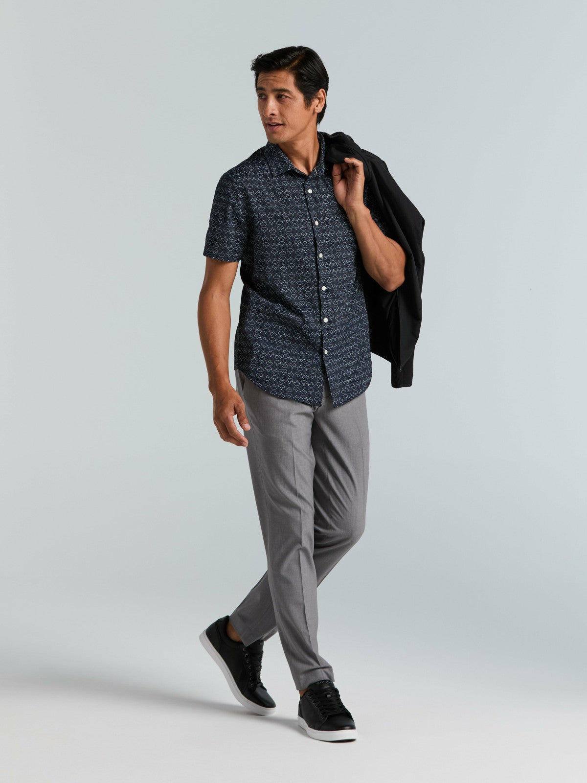 Perry Ellis Clothing Dotted Wave Print Slim Fit Total Stretch Shirt