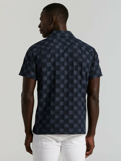 Perry Ellis Clothing Cotton Clipped Dobby Camp Collar Shirt