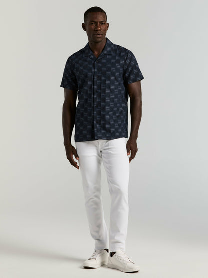 Perry Ellis Clothing Cotton Clipped Dobby Camp Collar Shirt