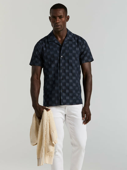 Perry Ellis Clothing Cotton Clipped Dobby Camp Collar Shirt