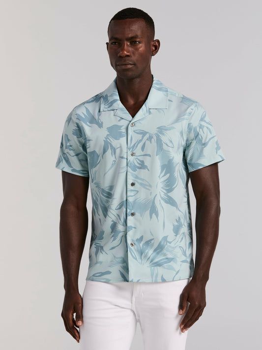 Perry Ellis Clothing Camp Collar Floral Print Soft Touch Shirt