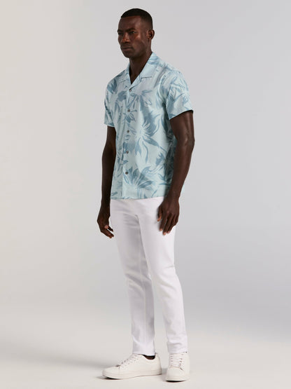 Perry Ellis Clothing Camp Collar Floral Print Soft Touch Shirt