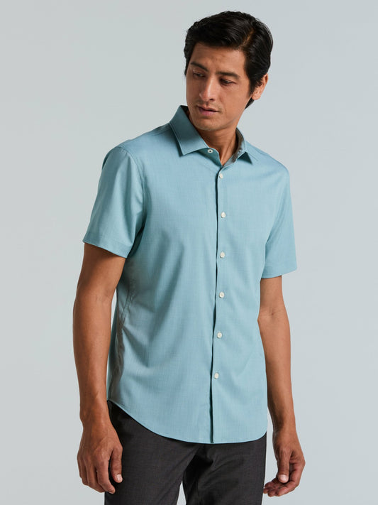 Perry Ellis Clothing Slim Fit Total Stretch Heathered Short Sleeve Shirt