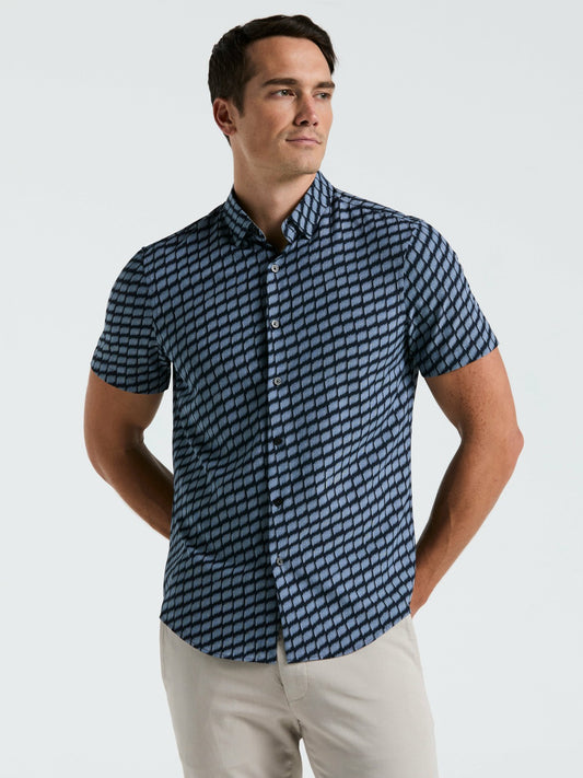 Perry Ellis Clothing Total Stretch Hash Mark Print Slim Fit Shirt