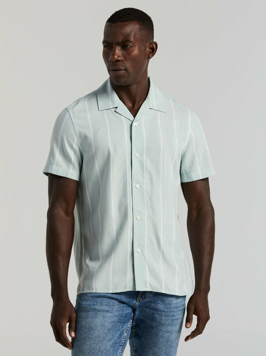 Perry Ellis Clothing EcoVero™ Striped Camp Collar Shirt