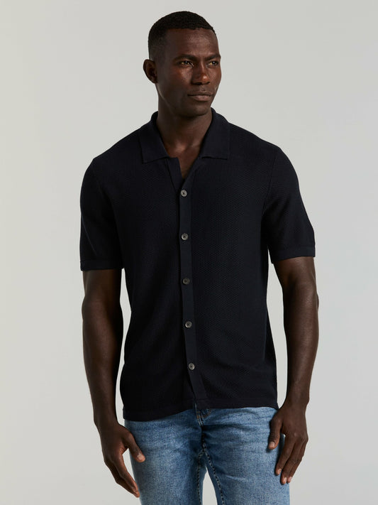 Perry Ellis Clothing Short Sleeve Button Front Sweater