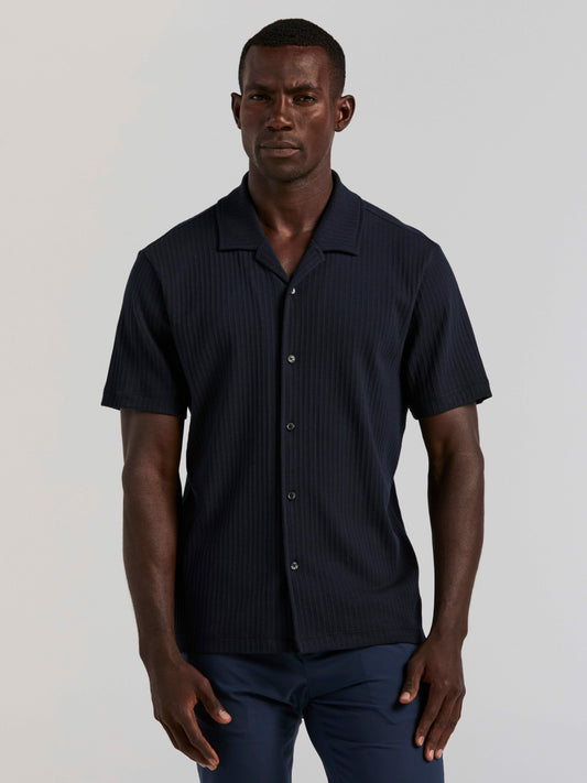 Perry Ellis Clothing Vertical Stripe Jacquard Button Front Knit