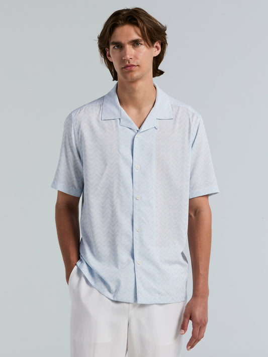 Perry Ellis Clothing Textured Dobby Camp Collar Shirt