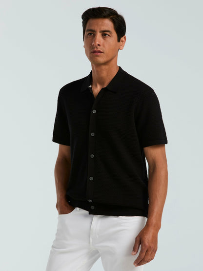 Perry Ellis Clothing Cotton Wavy Knit Button Front Sweater