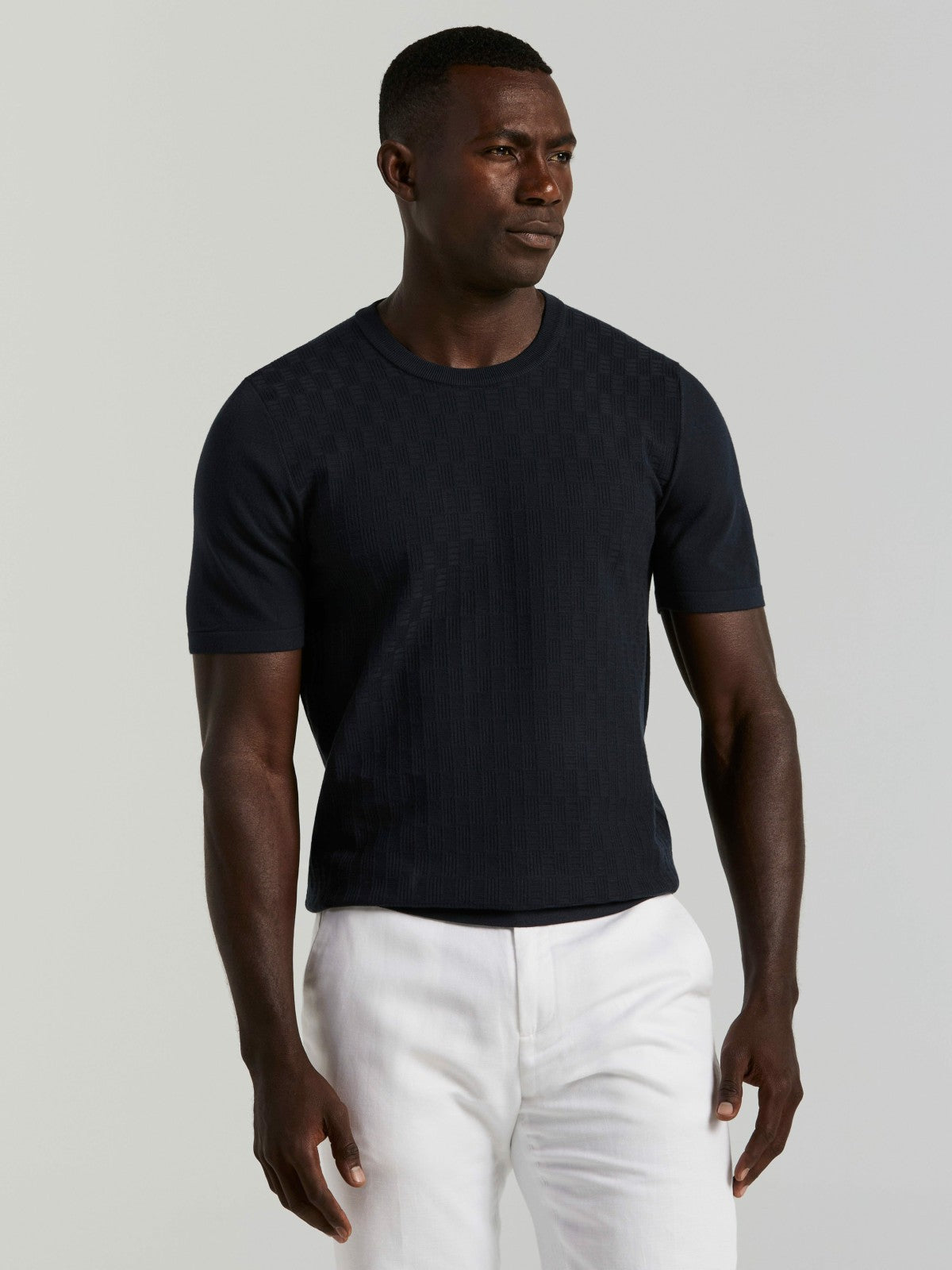 Perry Ellis Clothing Geometric Textured Sweater Tee