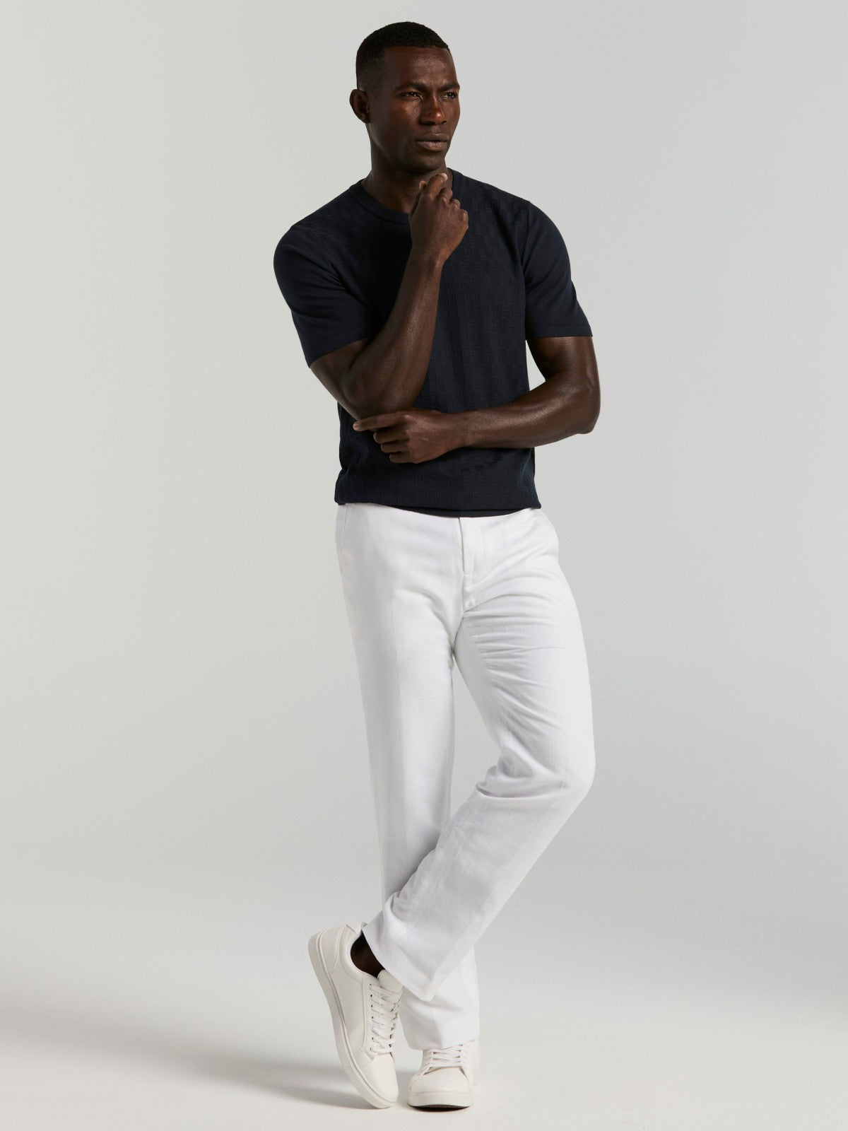 Perry Ellis Clothing Geometric Textured Sweater Tee
