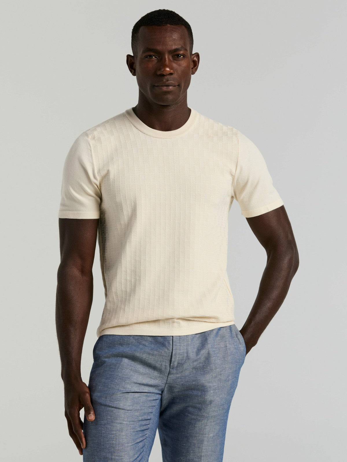 Perry Ellis Clothing Geometric Textured Sweater Tee