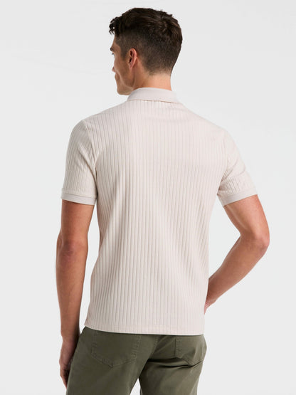 Perry Ellis Clothing Ribbed Quarter Zip Heathered Polo