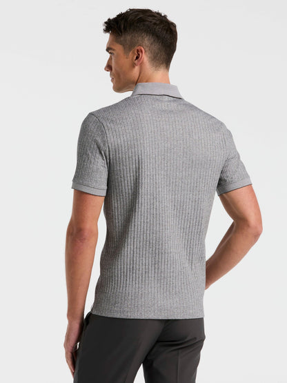 Perry Ellis Clothing Ribbed Quarter Zip Heathered Polo