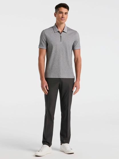 Perry Ellis Clothing Ribbed Quarter Zip Heathered Polo
