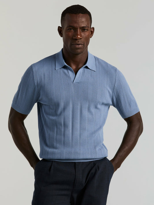 Perry Ellis Clothing Mesh Stripe Sweater Polo