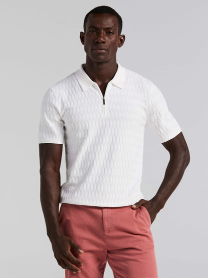 Perry Ellis Clothing Geometric Pattern Zip Polo Sweater