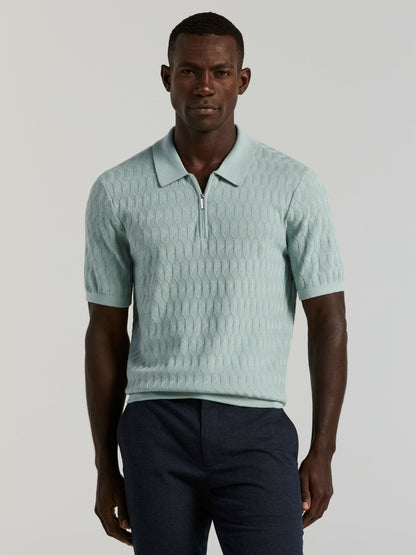 Perry Ellis Clothing Geometric Pattern Zip Polo Sweater
