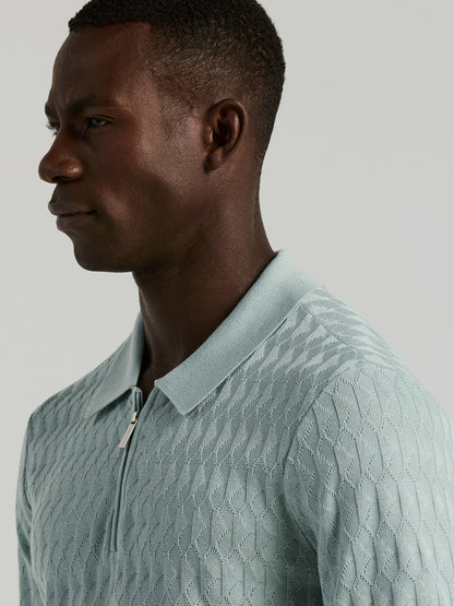 Perry Ellis Clothing Geometric Pattern Zip Polo Sweater