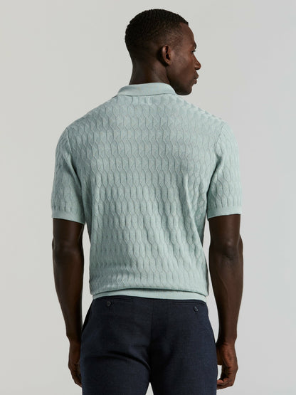 Perry Ellis Clothing Geometric Pattern Zip Polo Sweater