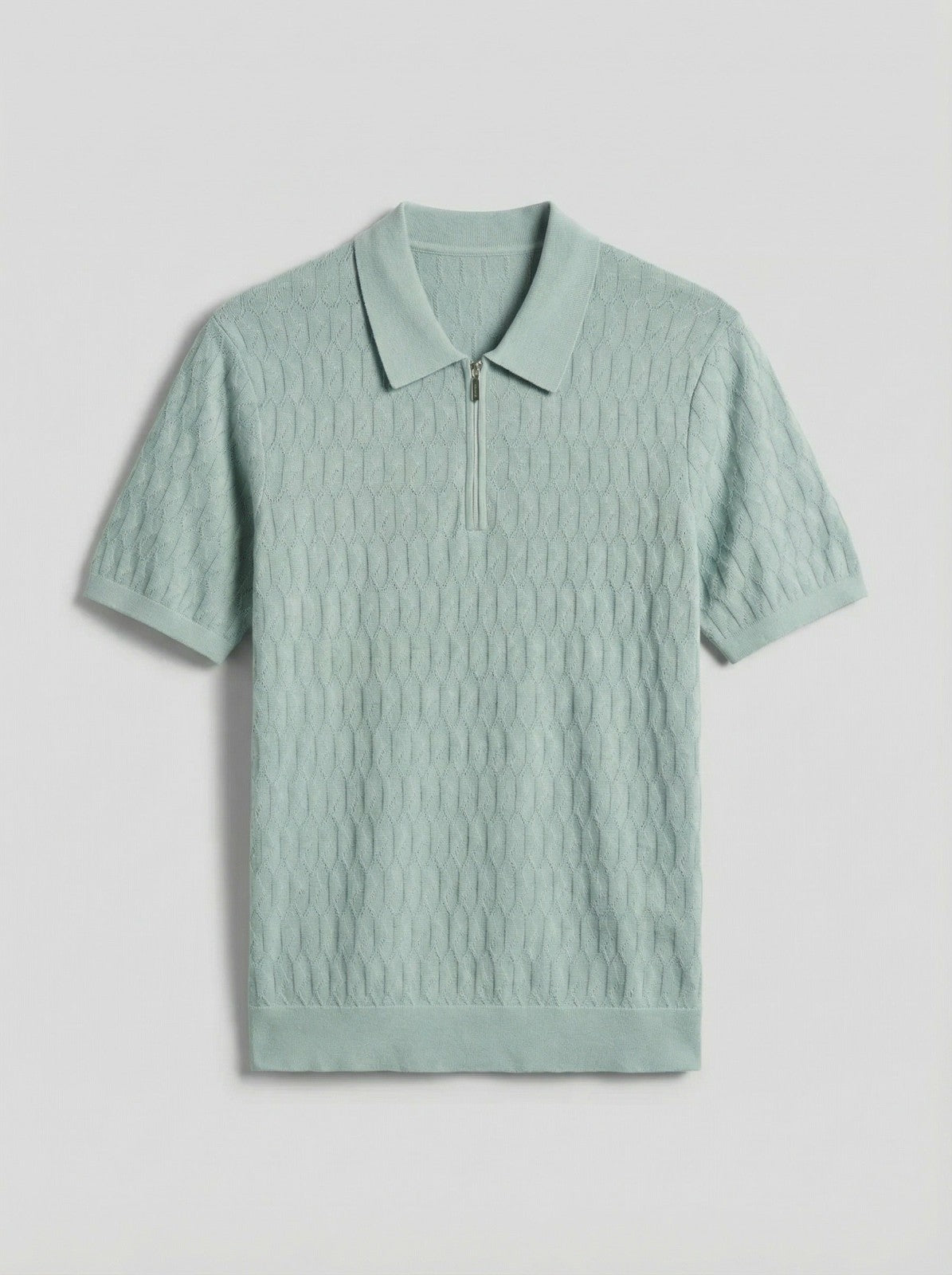 Perry Ellis Clothing Geometric Pattern Zip Polo Sweater