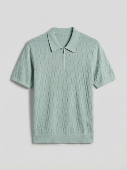Perry Ellis Clothing Geometric Pattern Zip Polo Sweater