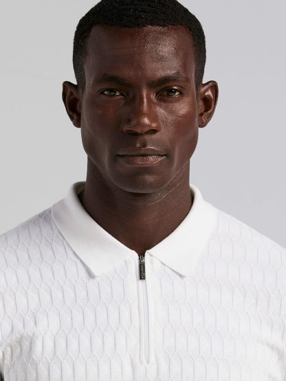 Perry Ellis Clothing Geometric Pattern Zip Polo Sweater
