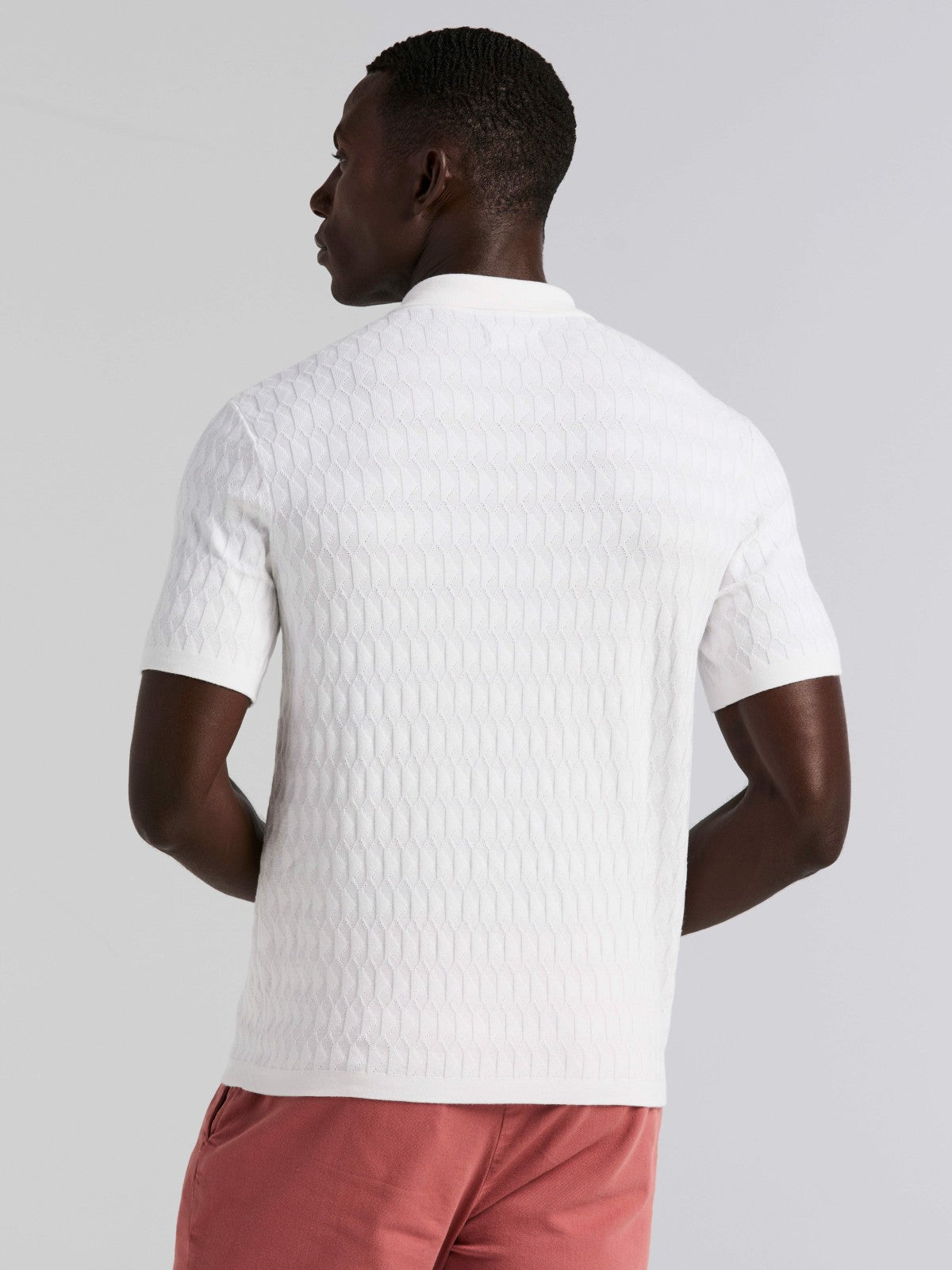 Perry Ellis Clothing Geometric Pattern Zip Polo Sweater
