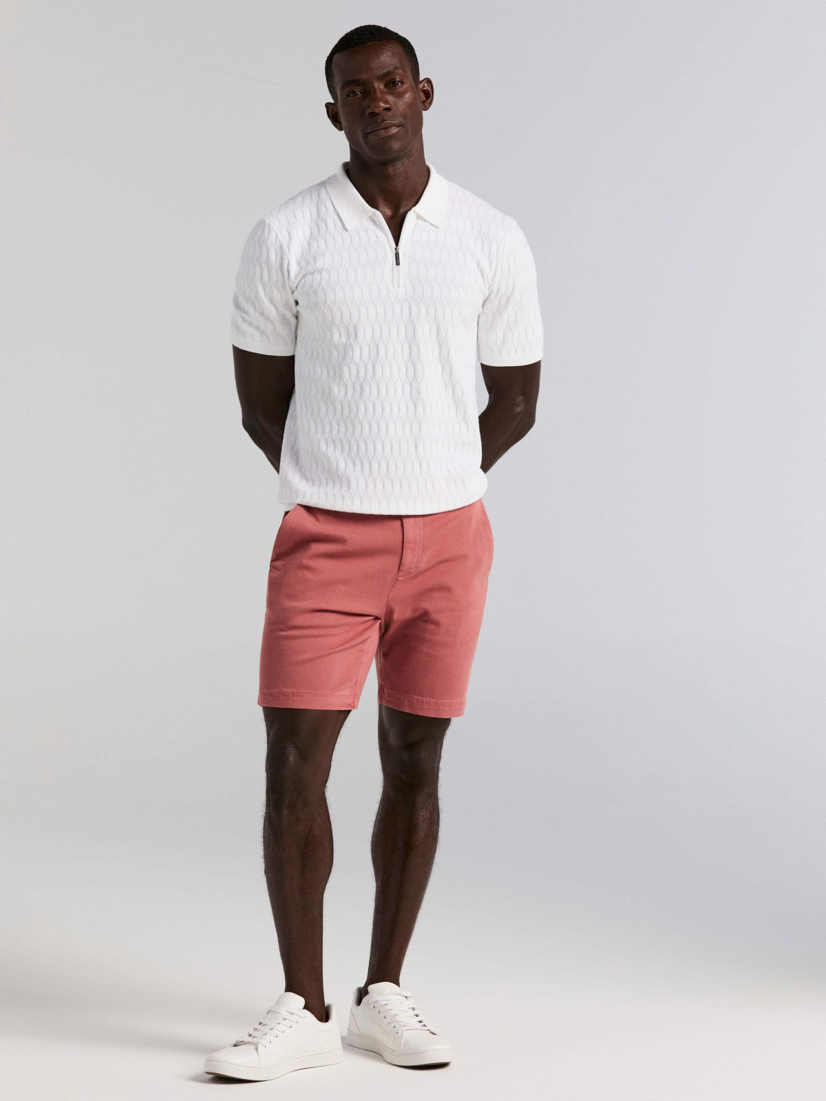 Perry Ellis Clothing Geometric Pattern Zip Polo Sweater