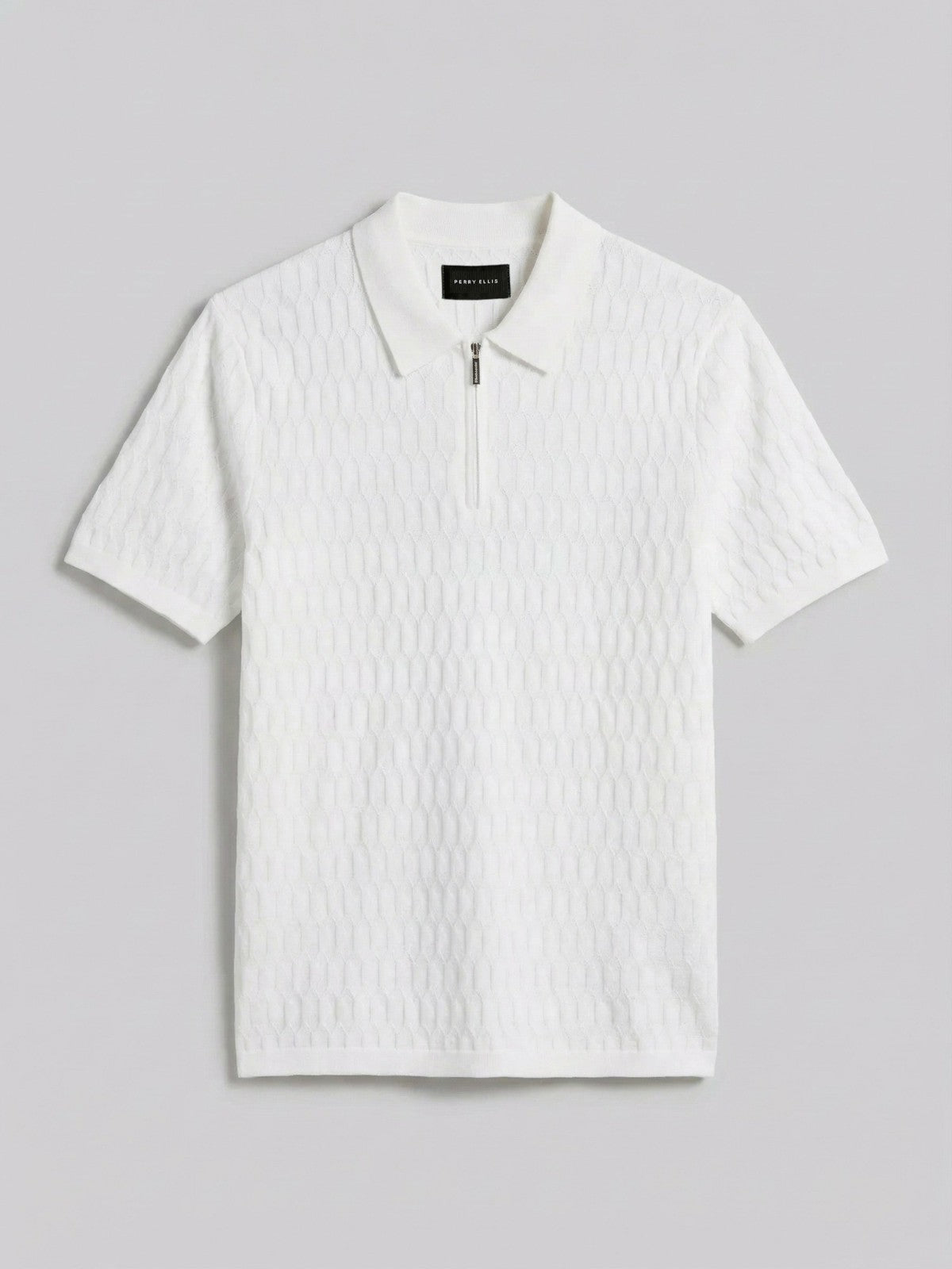 Perry Ellis Clothing Geometric Pattern Zip Polo Sweater