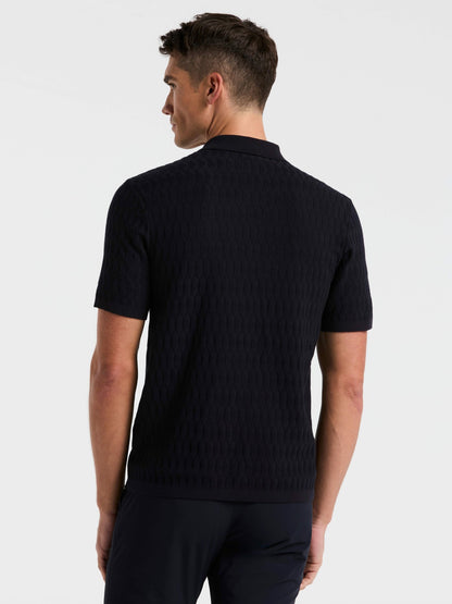 Perry Ellis Clothing Geometric Pattern Zip Polo Sweater