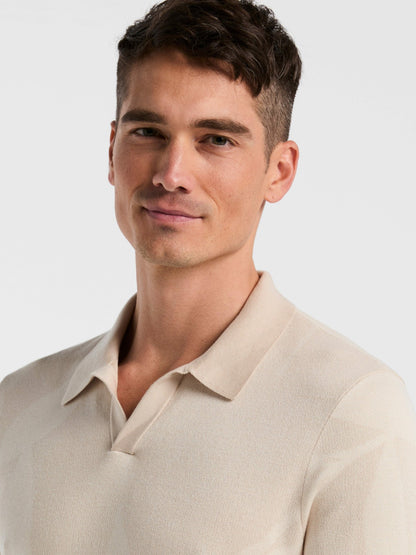 Perry Ellis Clothing Leaf Print Open Collar Sweater Polo