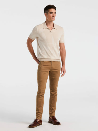 Perry Ellis Clothing Leaf Print Open Collar Sweater Polo