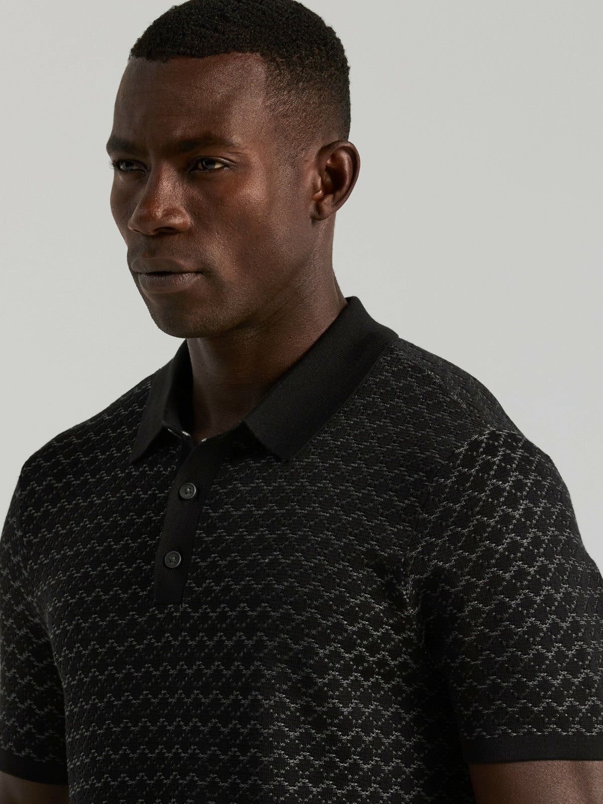 Perry Ellis Clothing Cotton Jacquard 3 Button Sweater Polo