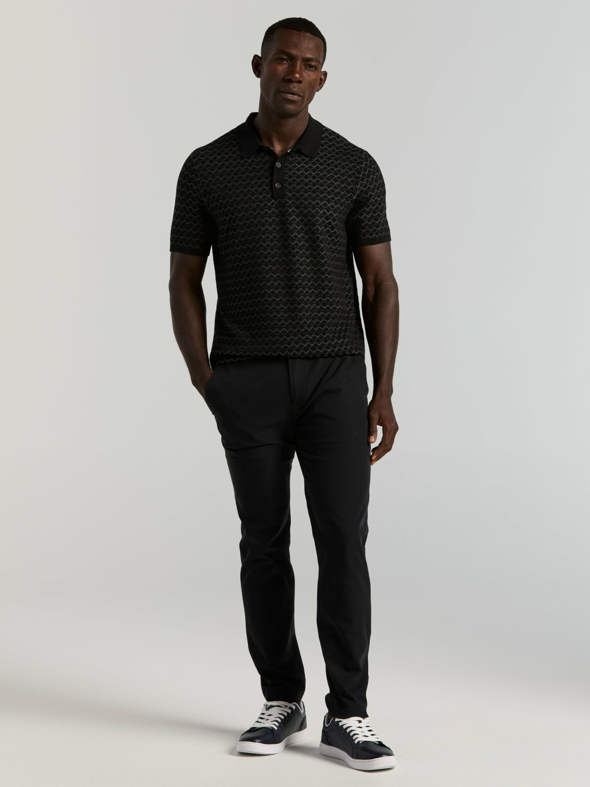 Perry Ellis Clothing Cotton Jacquard 3 Button Sweater Polo