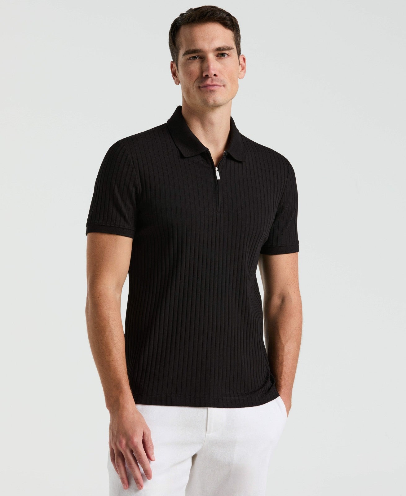 Perry Ellis Clothing Quarter Zip Ribbed Polo