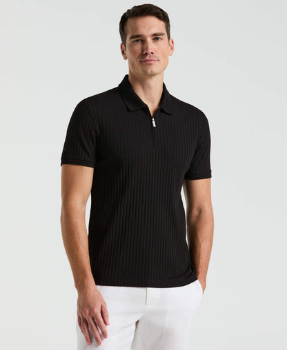 Perry Ellis Clothing Quarter Zip Ribbed Polo