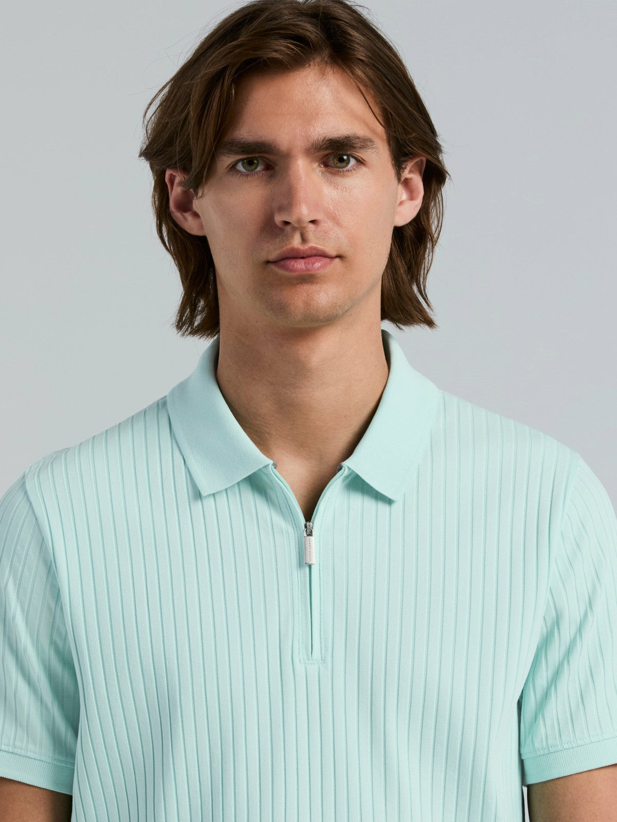 Perry Ellis Clothing Quarter Zip Ribbed Polo