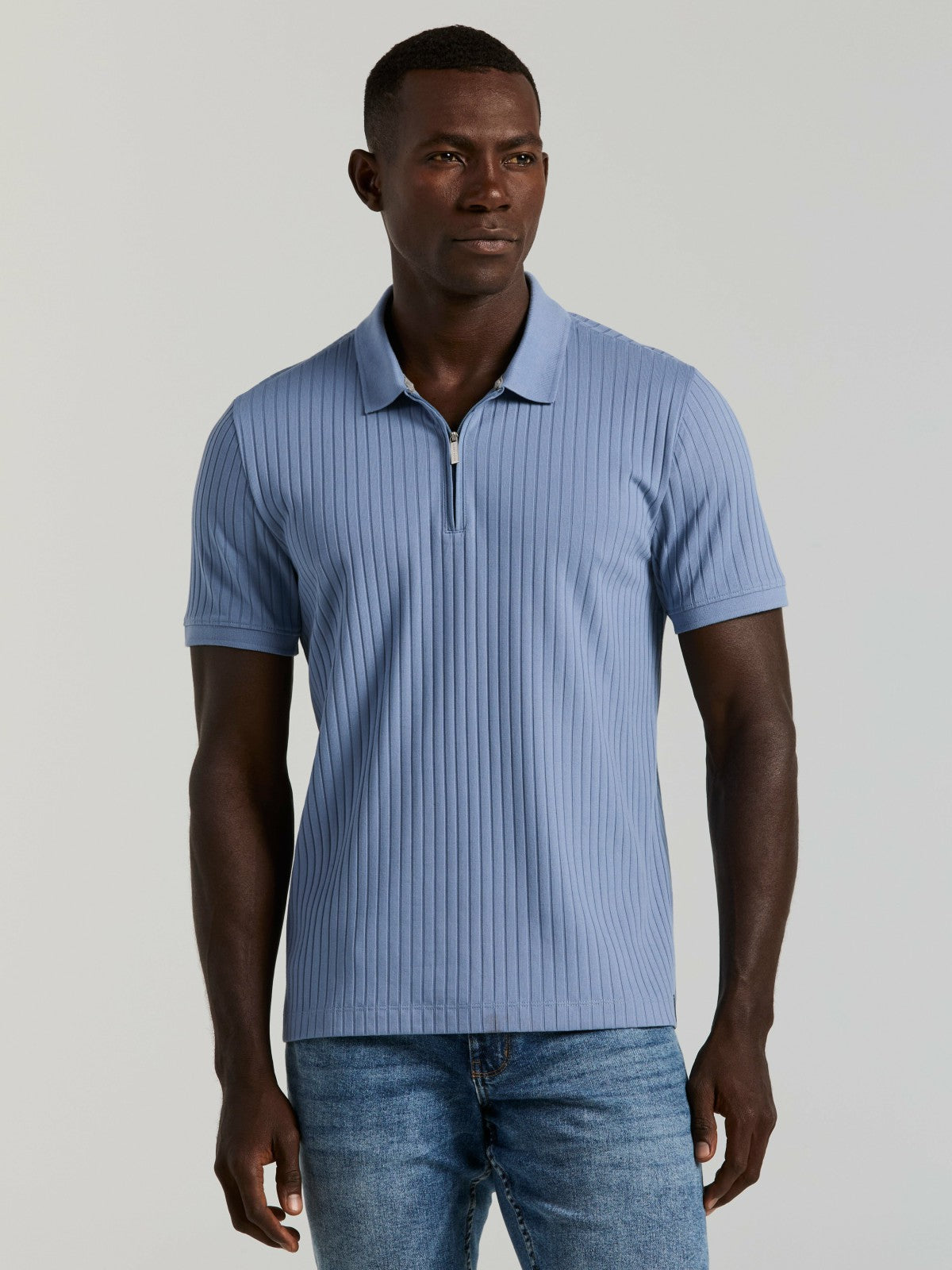 Perry Ellis Clothing Quarter Zip Ribbed Polo