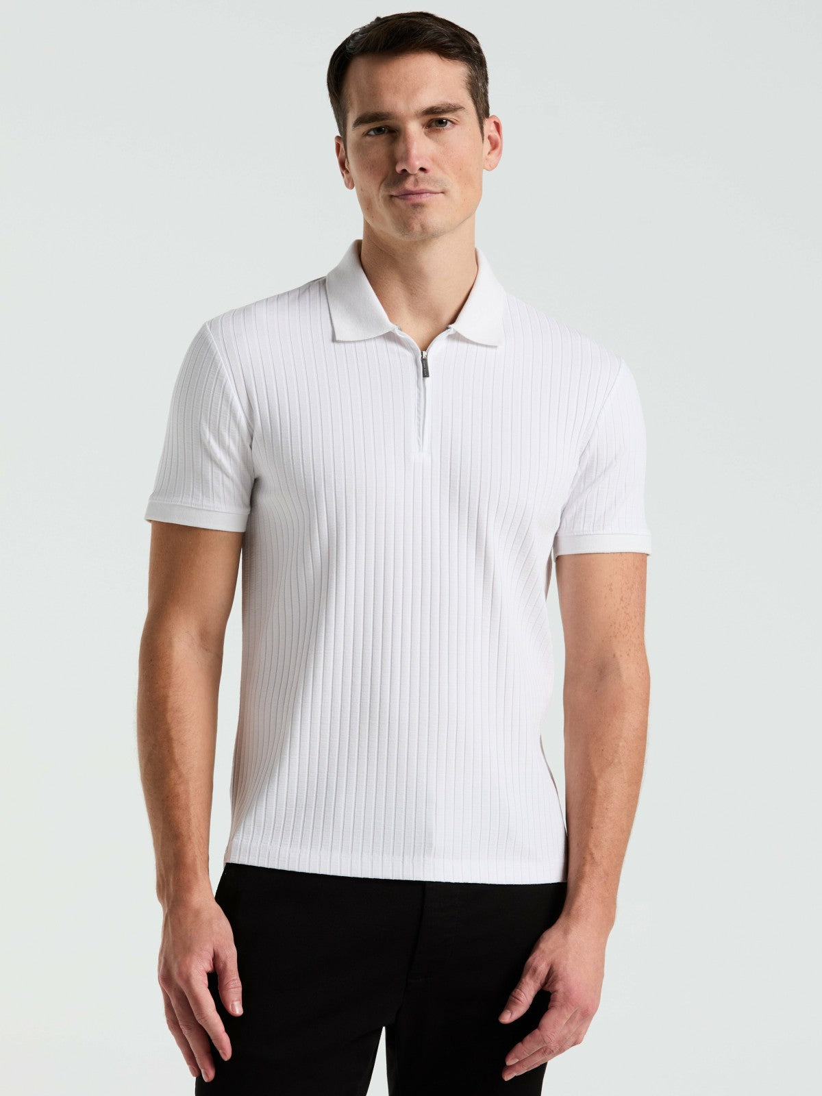 Perry Ellis Clothing Quarter Zip Ribbed Polo